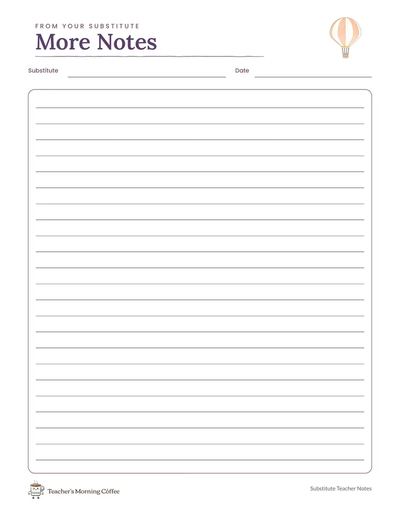 Page 4: a lined More Notes page